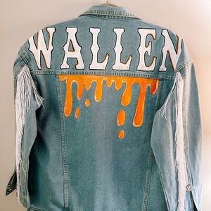 Morgan Wallen Painted Jean Jacket with Fringe